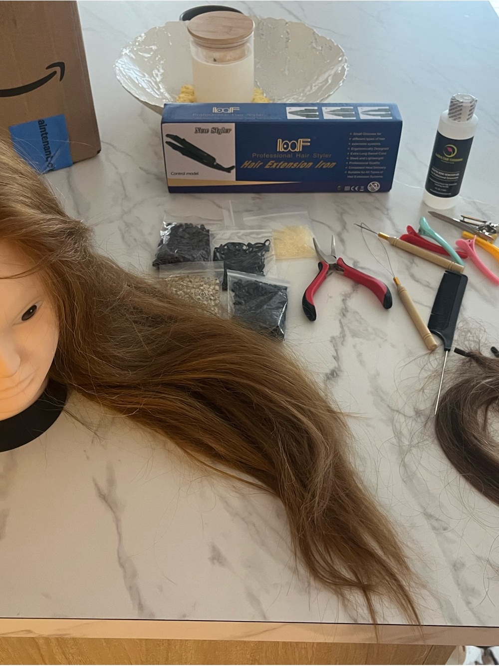 Professional Hair Styler Heat Tool with Brown Hair Extension Supplies